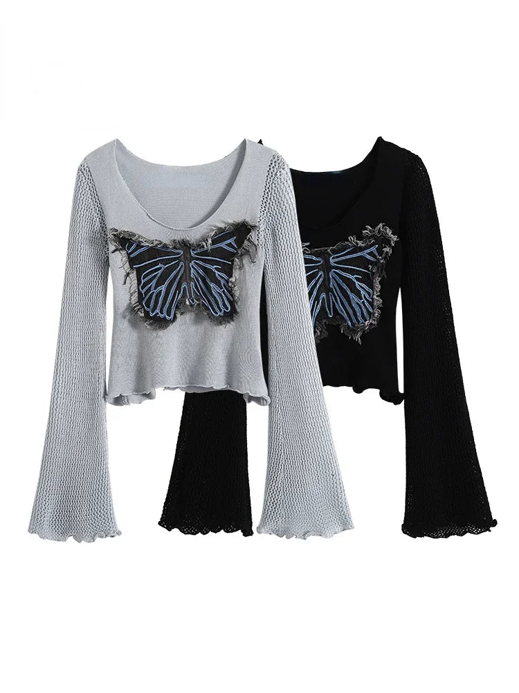 New Style Trends - Edgy Frayed Butterfly Bell Sleeve Top - Outfit Ideas