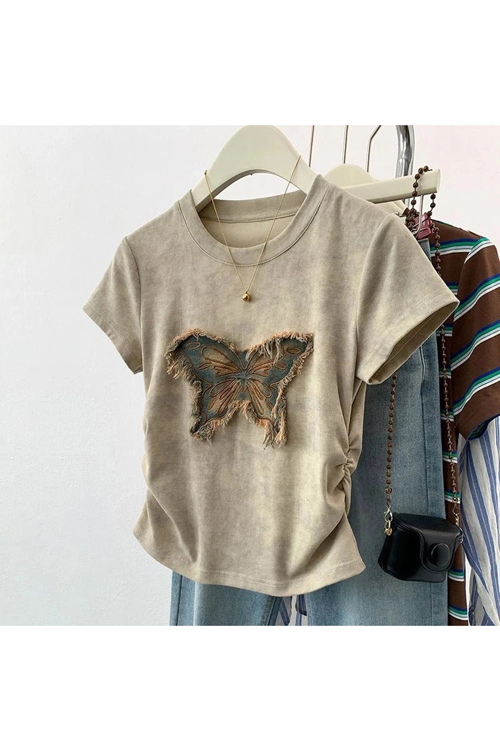 New Style Trends - Edgy Frayed Butterfly Patch Top - Outfit Ideas