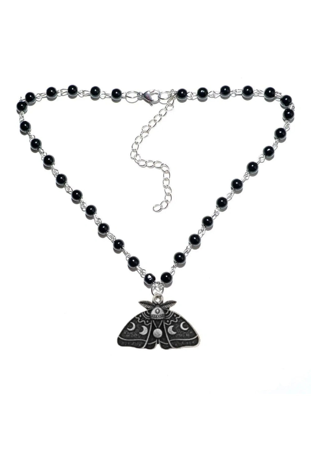 New Style Trends - Edgy Gothic Luna Moth Black Bead Necklace - Outfit Ideas