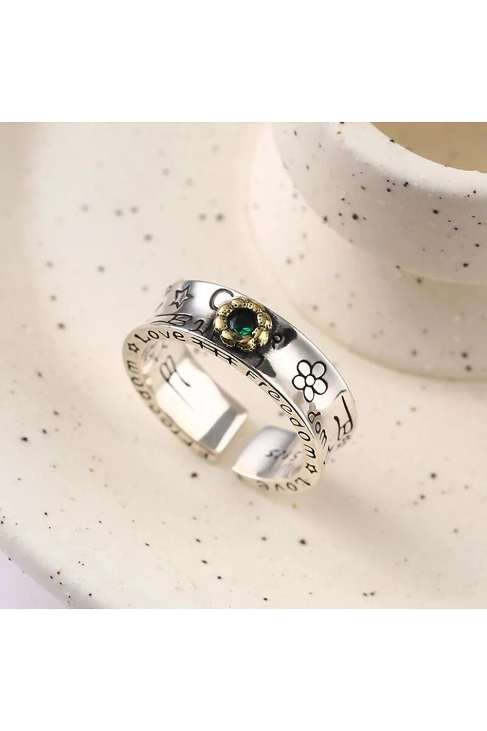 New Style Trends - Edgy Green Zircon Flower Rings - Outfit Ideas