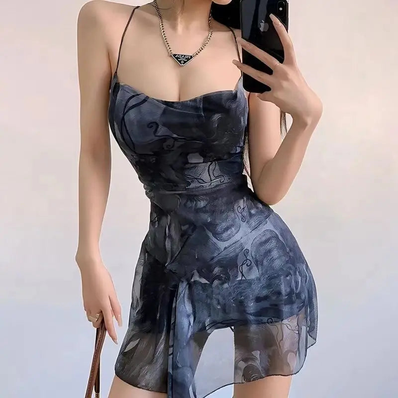 New Style Trends - Edgy Ink Mirage Mesh Mini Dress - Outfit Ideas