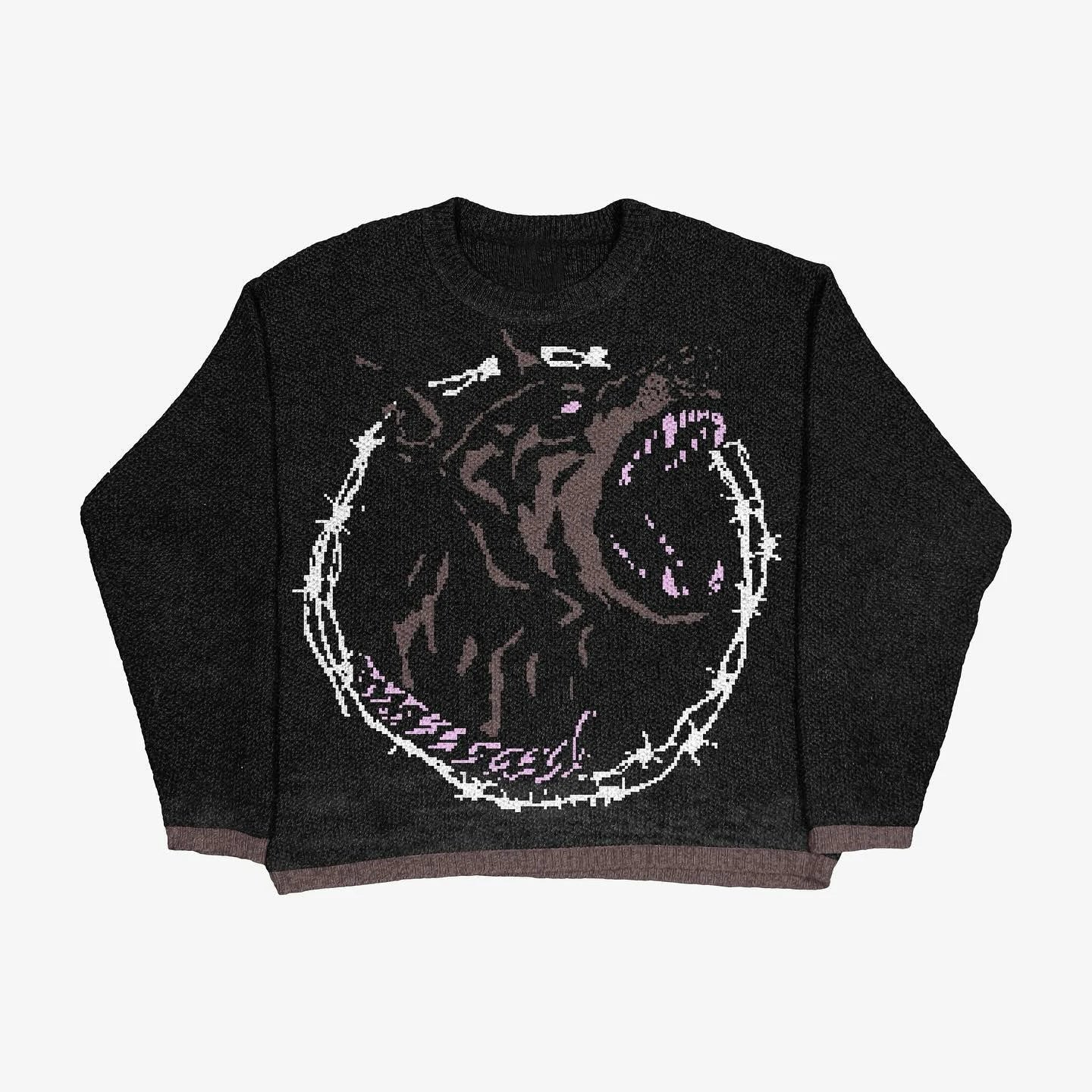 New Style Trends - Edgy Midnight Howl Graphic Sweater - Outfit Ideas