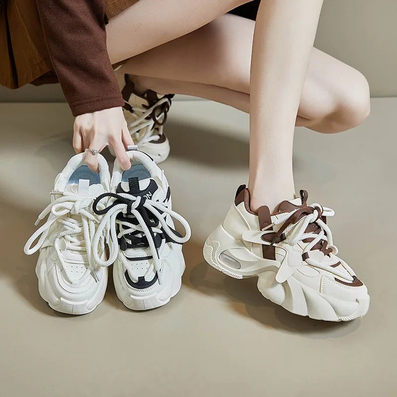 New Style Trends - Edgy Mocha Swirl Chunky Sneakers - Outfit Ideas