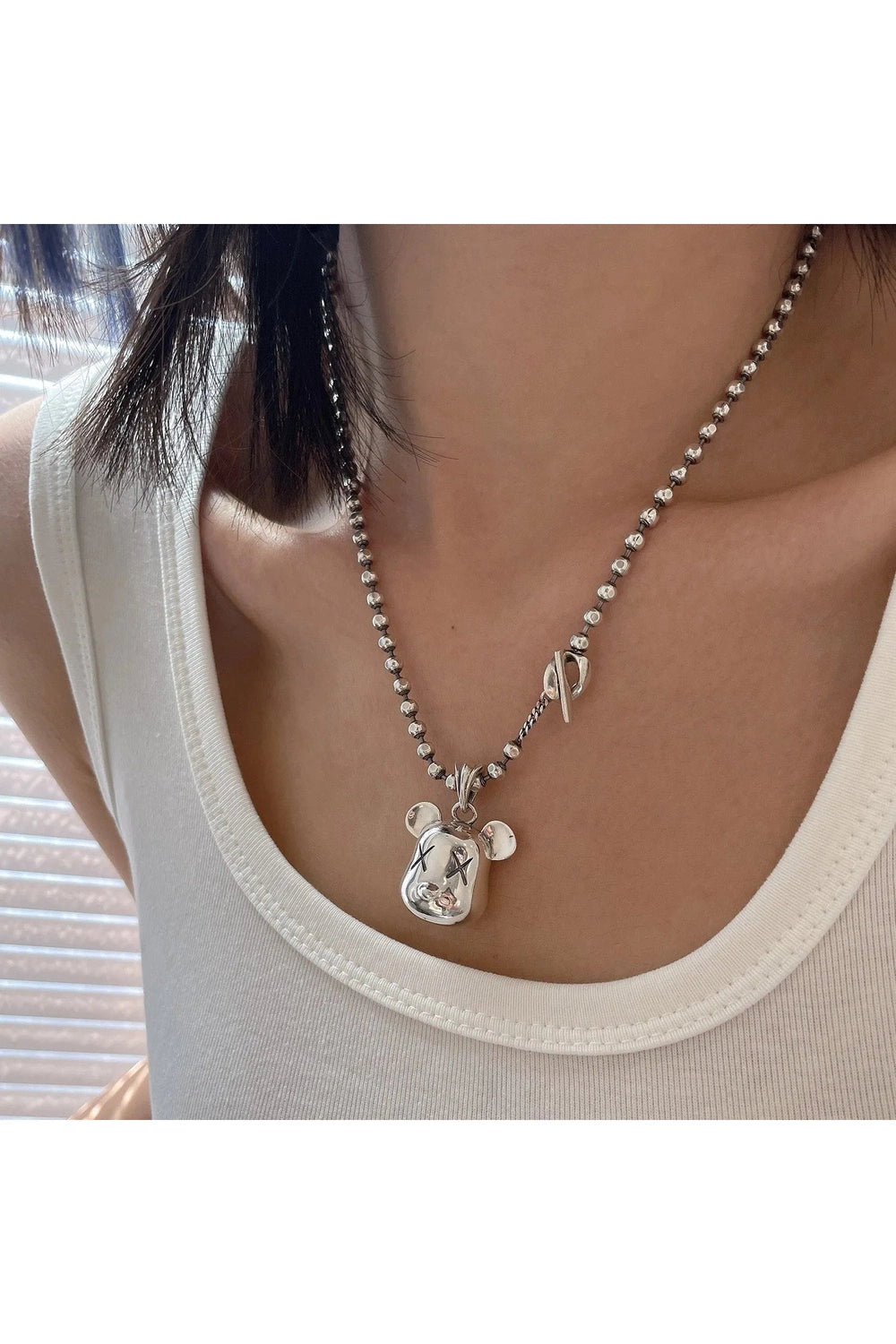 New Style Trends - Edgy Silver Bear Head Necklace - Outfit Ideas