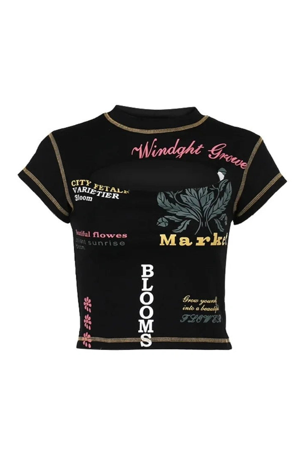 New Style Trends - Edgy Text Print Keyhole Top - Outfit Ideas