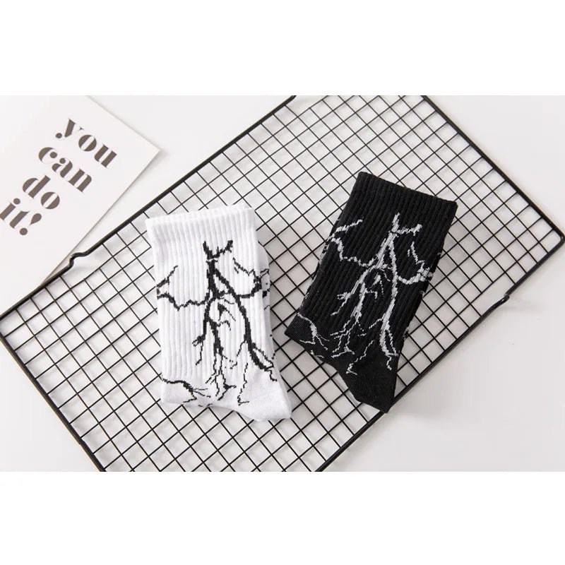 New Style Trends - Edgy Thunderstrike Lightning Socks - Outfit Ideas