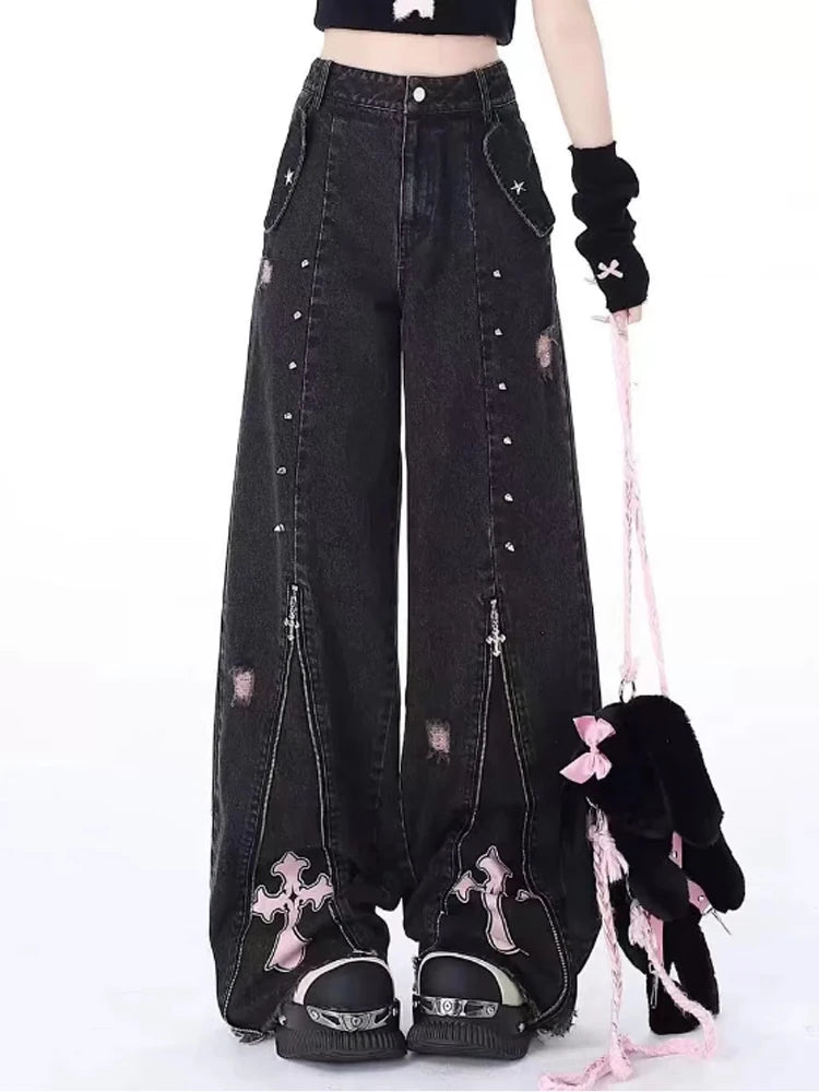 New Style Trends - Fall Gothic Cross Flare Jeans - Outfit Ideas