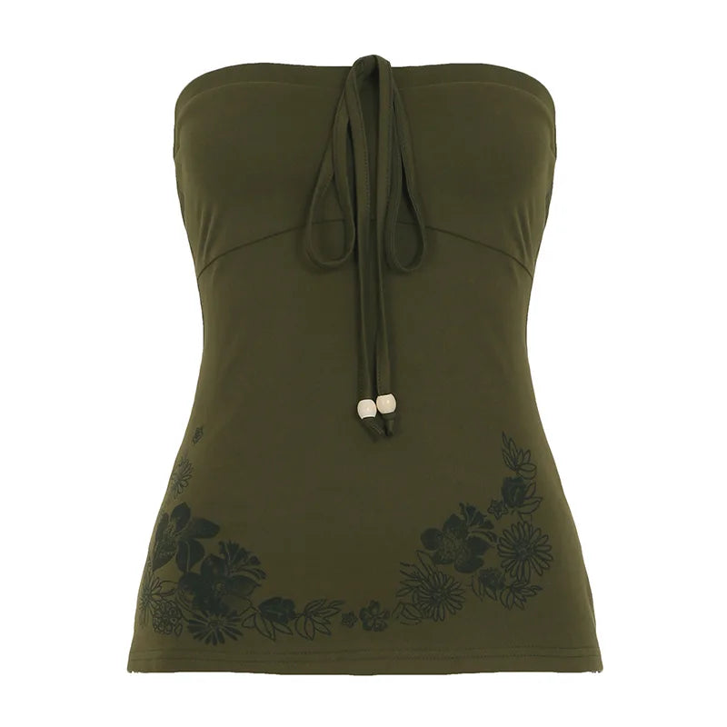 New Style Trends - Floral Bead Strapless Tube Coquette Top - Outfit Ideas