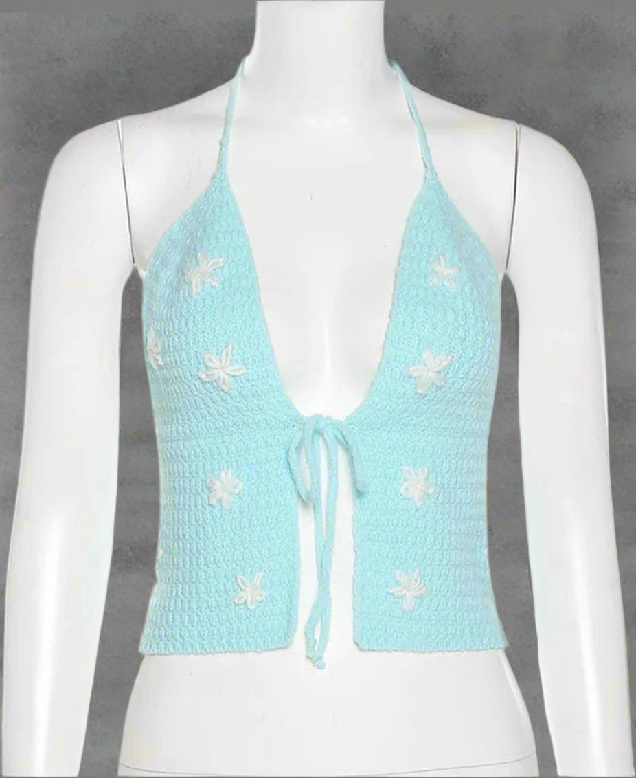 New Style Trends - Floral Halter Crop Top - Outfit Ideas