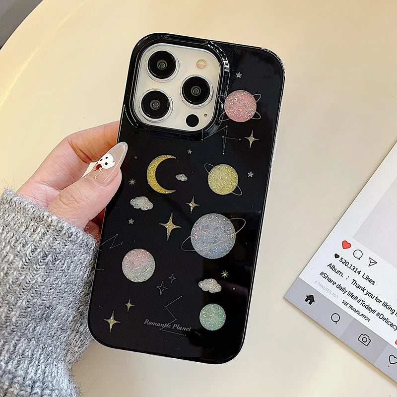 New Style Trends - Glitter Galaxy Planet Aesthetic iPhone Case - Outfit Ideas