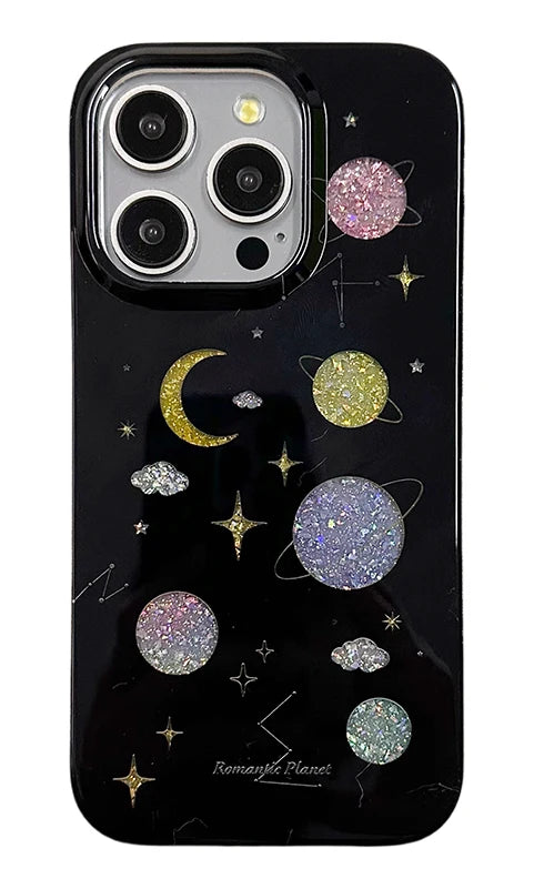 New Style Trends - Glitter Galaxy Planet Aesthetic iPhone Case - Outfit Ideas