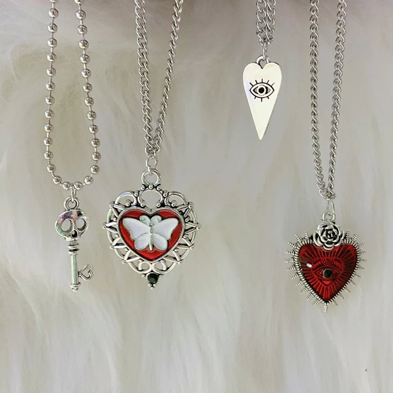 New Style Trends - Goth Mystic Heart Pendant Layered Necklaces - Outfit Ideas