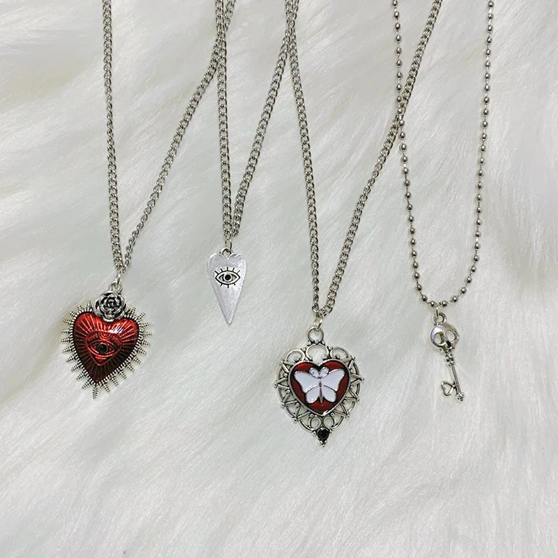 New Style Trends - Goth Mystic Heart Pendant Layered Necklaces - Outfit Ideas