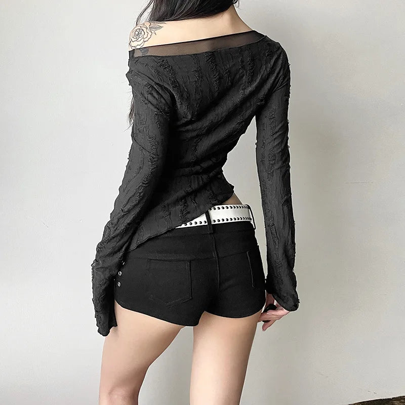 New Style Trends - Goth Shred Mesh Top - Outfit Ideas