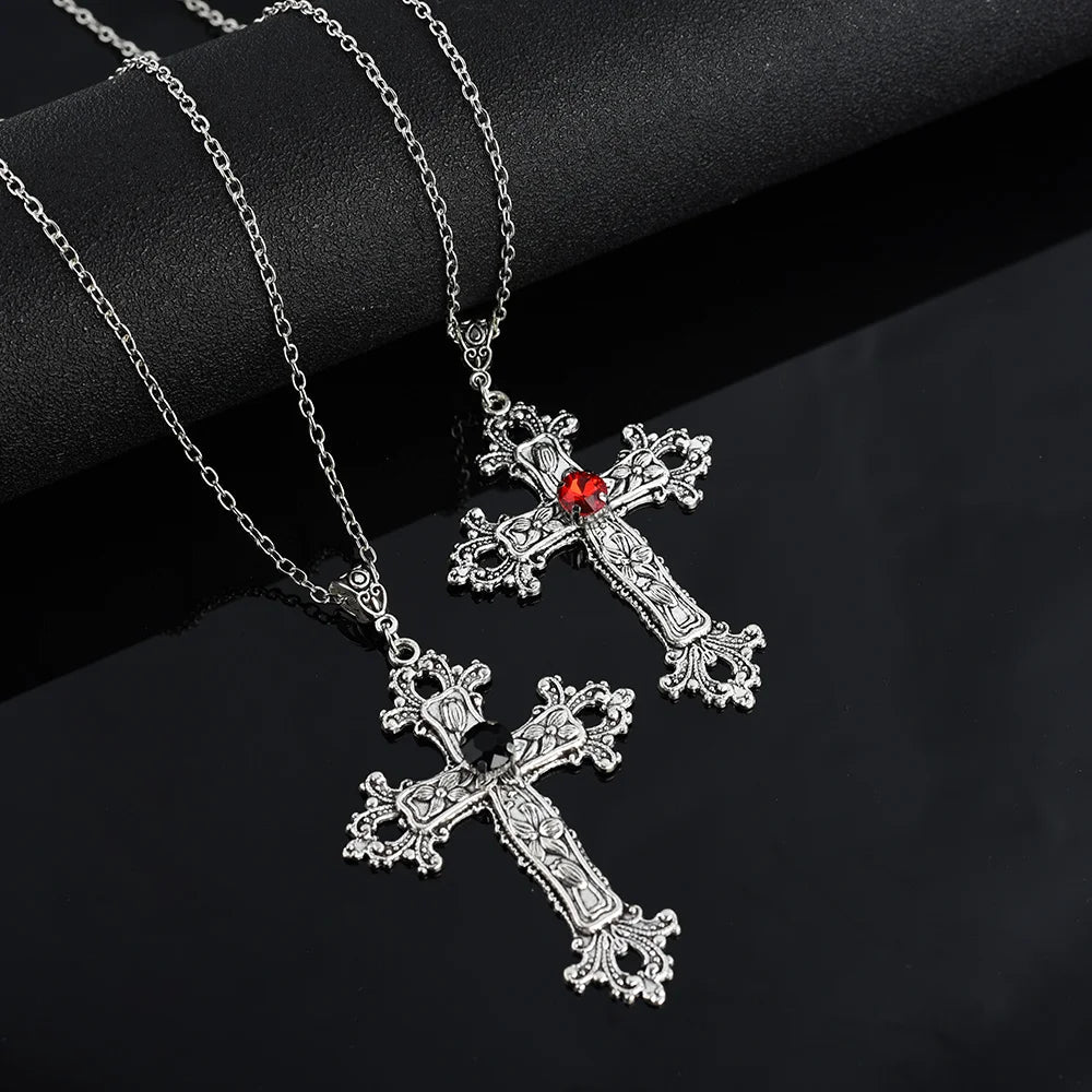 New Style Trends - Gothic Bloodstone Cross Necklace - Outfit Ideas