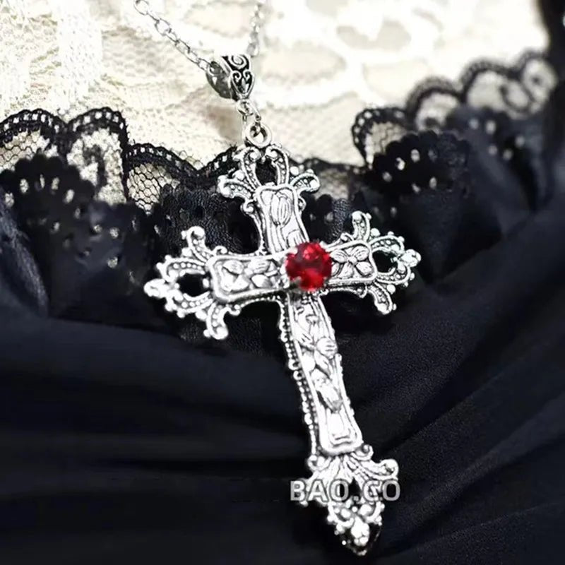 New Style Trends - Gothic Bloodstone Cross Necklace - Outfit Ideas