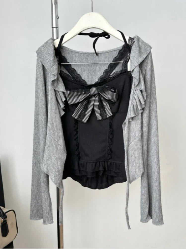 New Style Trends - Gothic Doll Strapped Long Sleeve Set - Outfit Ideas