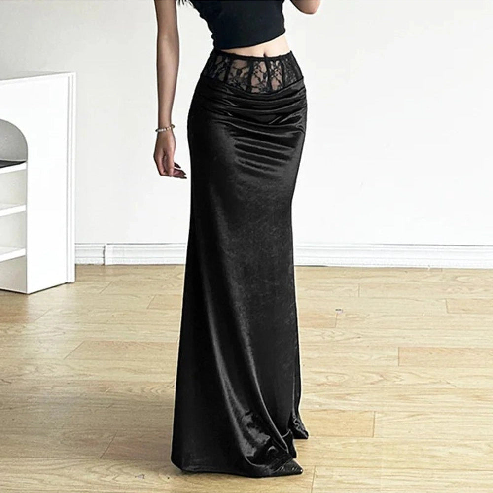 New Style Trends - Gothic Velvet Trumpet Skirt - Outfit Ideas