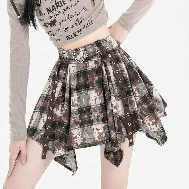 New Style Trends - Heartcore Buckled Plaid Retro Skirt - Outfit Ideas