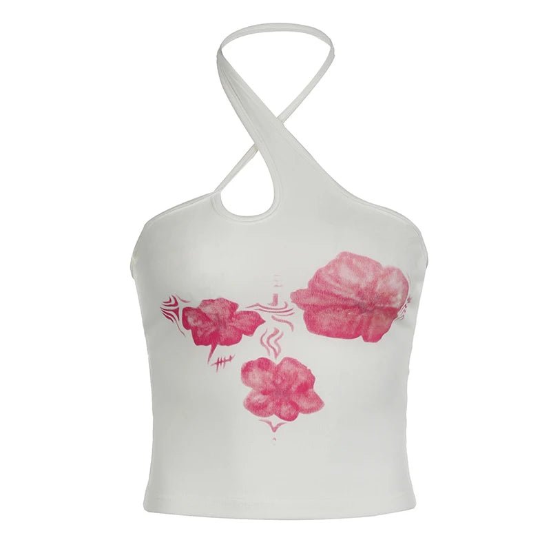 New Style Trends - Hibiscus Bloom Halter Coquette Crop Top - Outfit Ideas