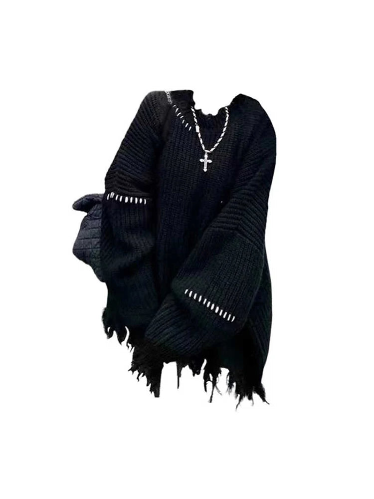 New Style Trends - Hollow Stitch Fray Alt Sweater - Outfit Ideas