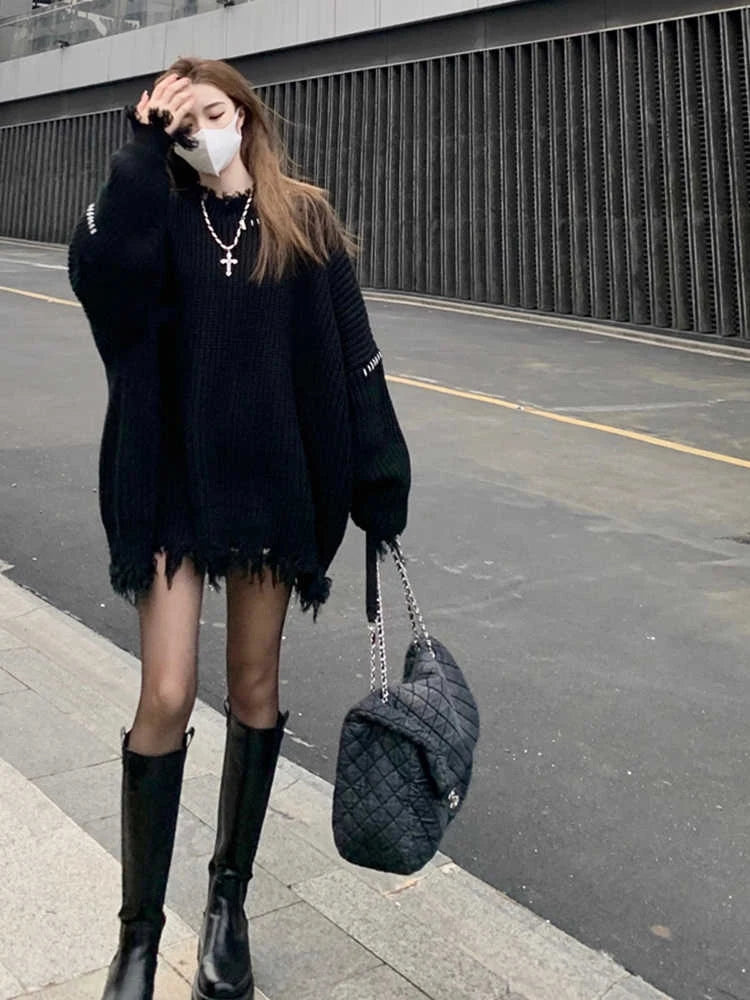 New Style Trends - Hollow Stitch Fray Alt Sweater - Outfit Ideas