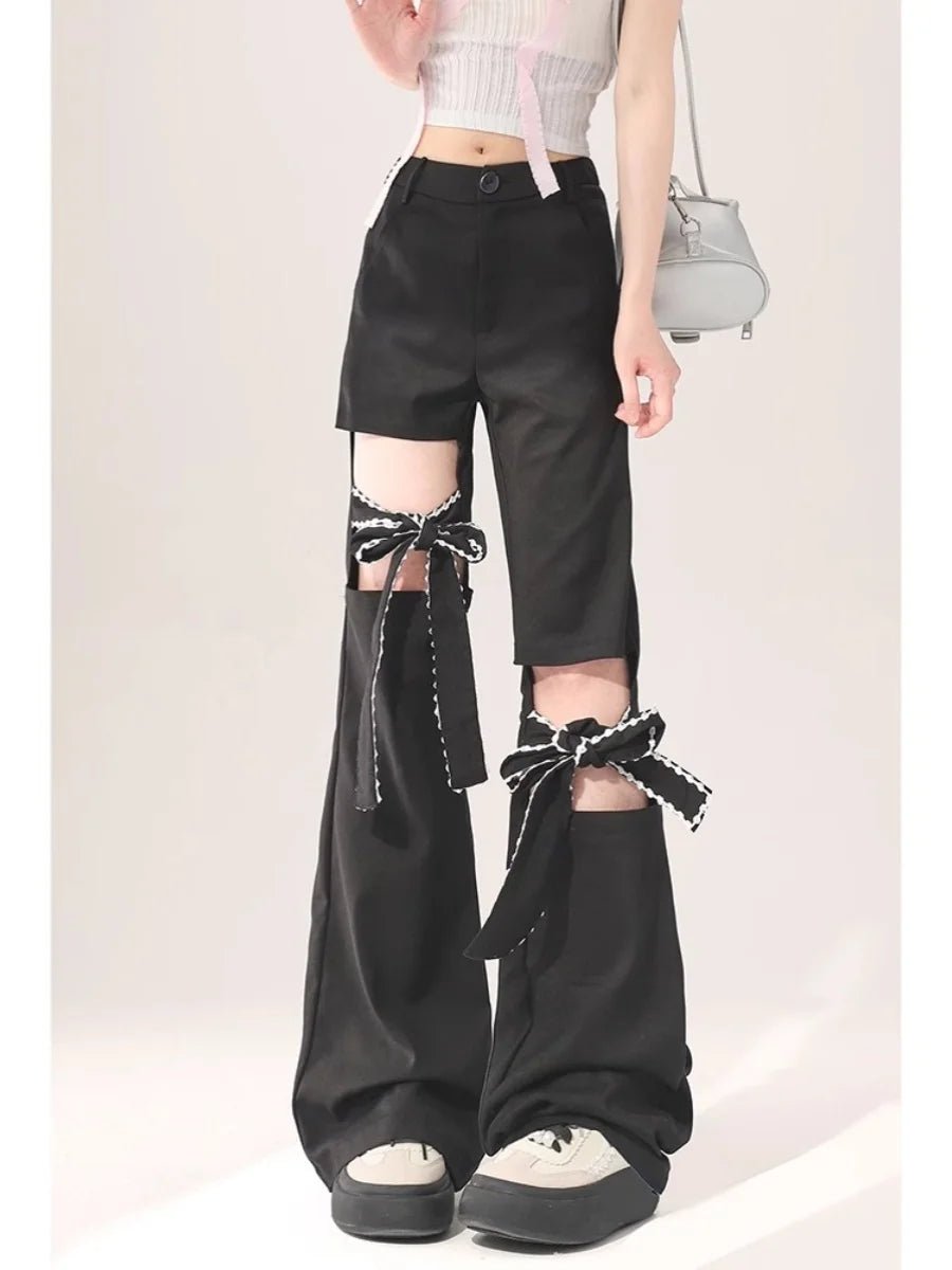 New Style Trends - Kawaii Bow-Tied Cutout Layered Pants - Outfit Ideas
