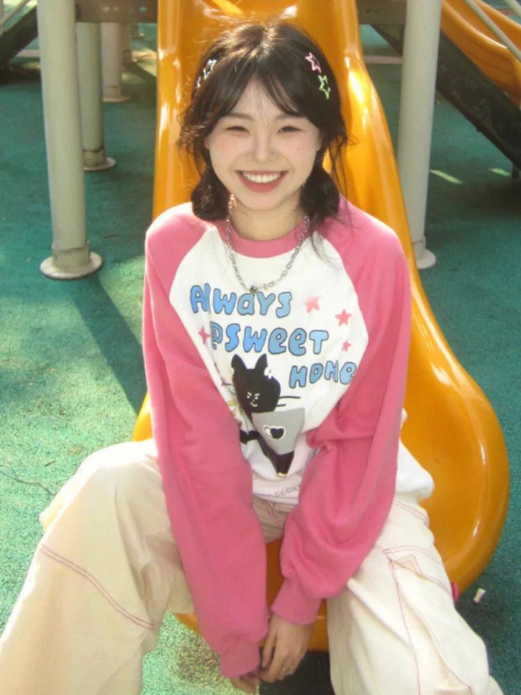 New Style Trends - Kawaii Cozy Gamer Cat Raglan Sweatshirt - Outfit Ideas