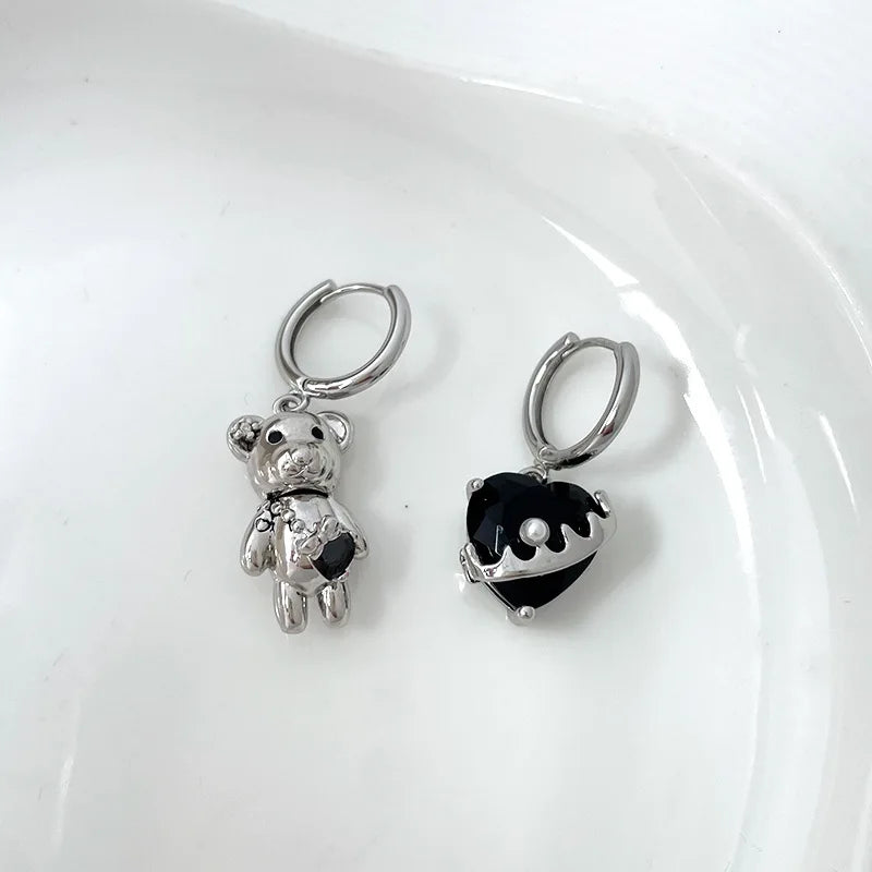 New Style Trends - Kawaii Goth Teddy Drop Earrings - Outfit Ideas