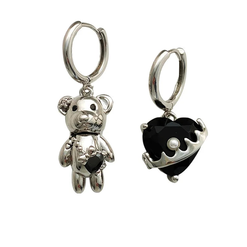 New Style Trends - Kawaii Goth Teddy Drop Earrings - Outfit Ideas