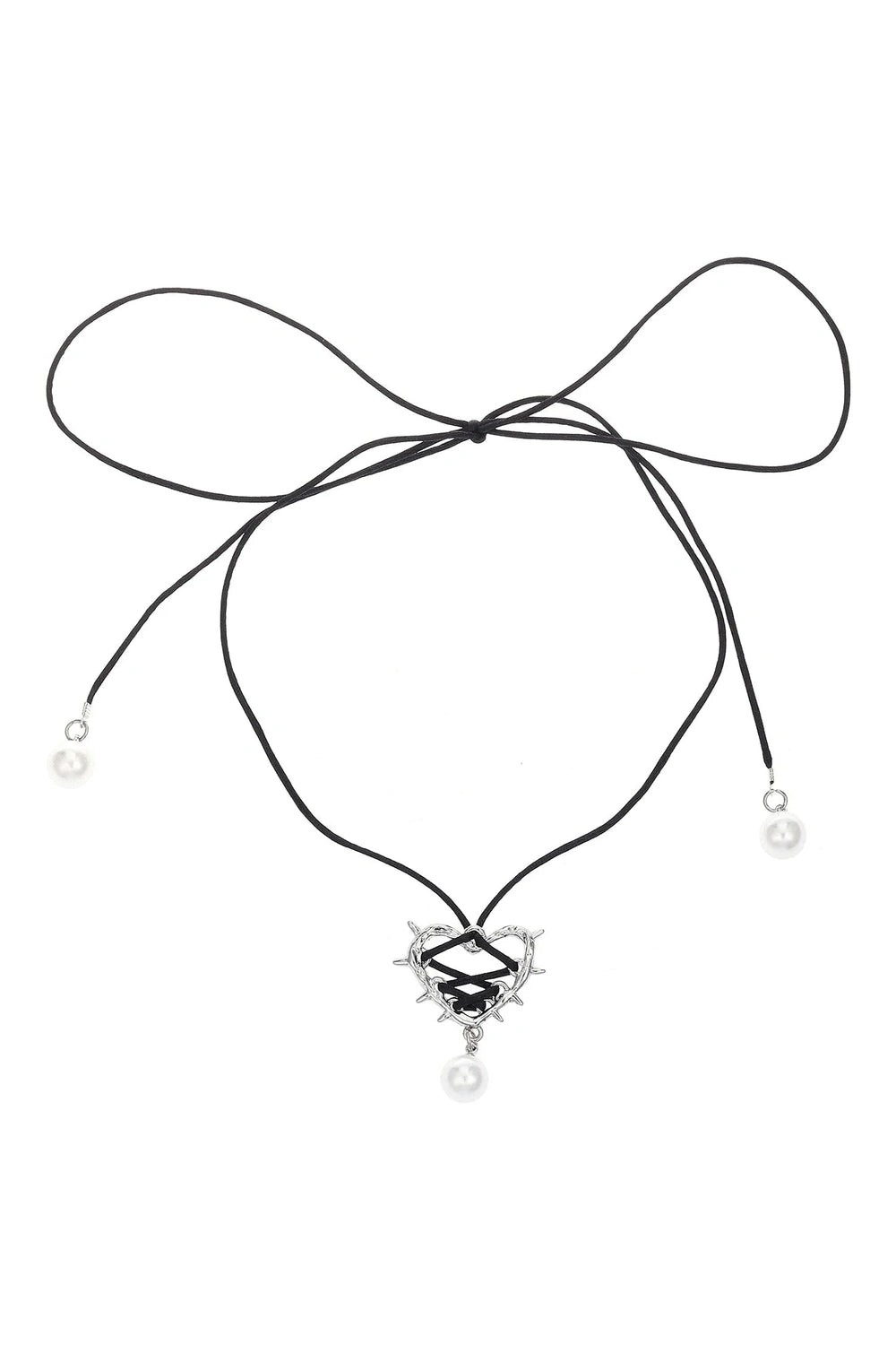 New Style Trends - Kawaii Pink Bow Metal Heart Necklace - Outfit Ideas