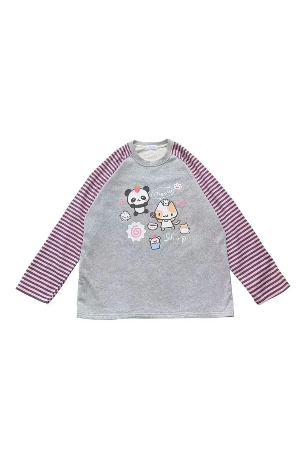 New Style Trends - Kawaii Striped Cartoon Sweatshirt - Outfit Ideas