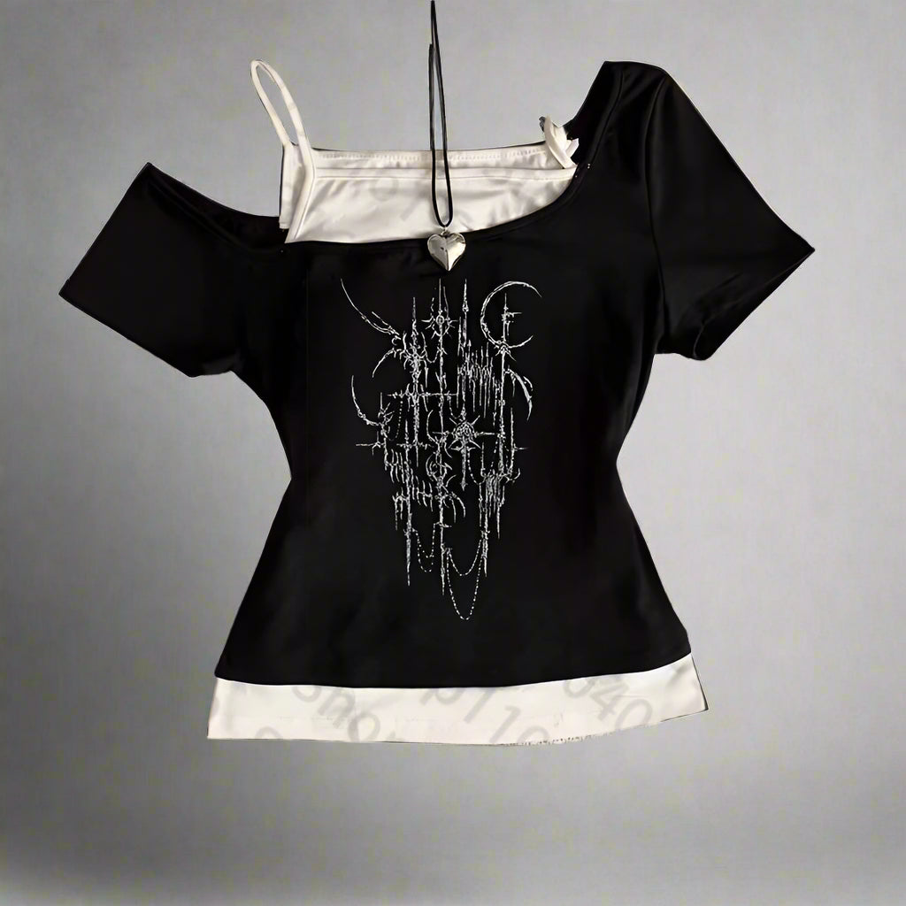 New Style Trends - Lunar Altar Layered Alt Crop Top - Outfit Ideas