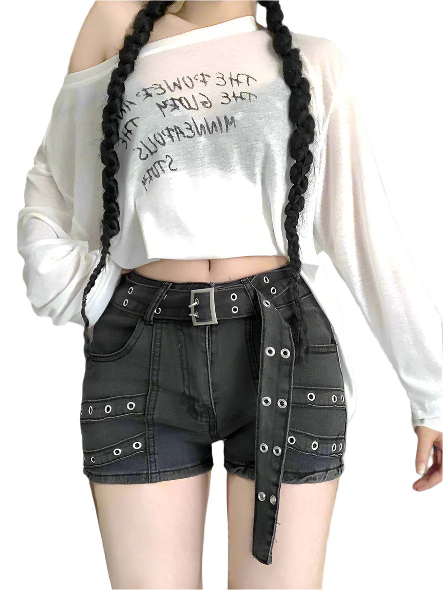 New Style Trends - Metalcore Grommet Alt Denim Shorts - Outfit Ideas
