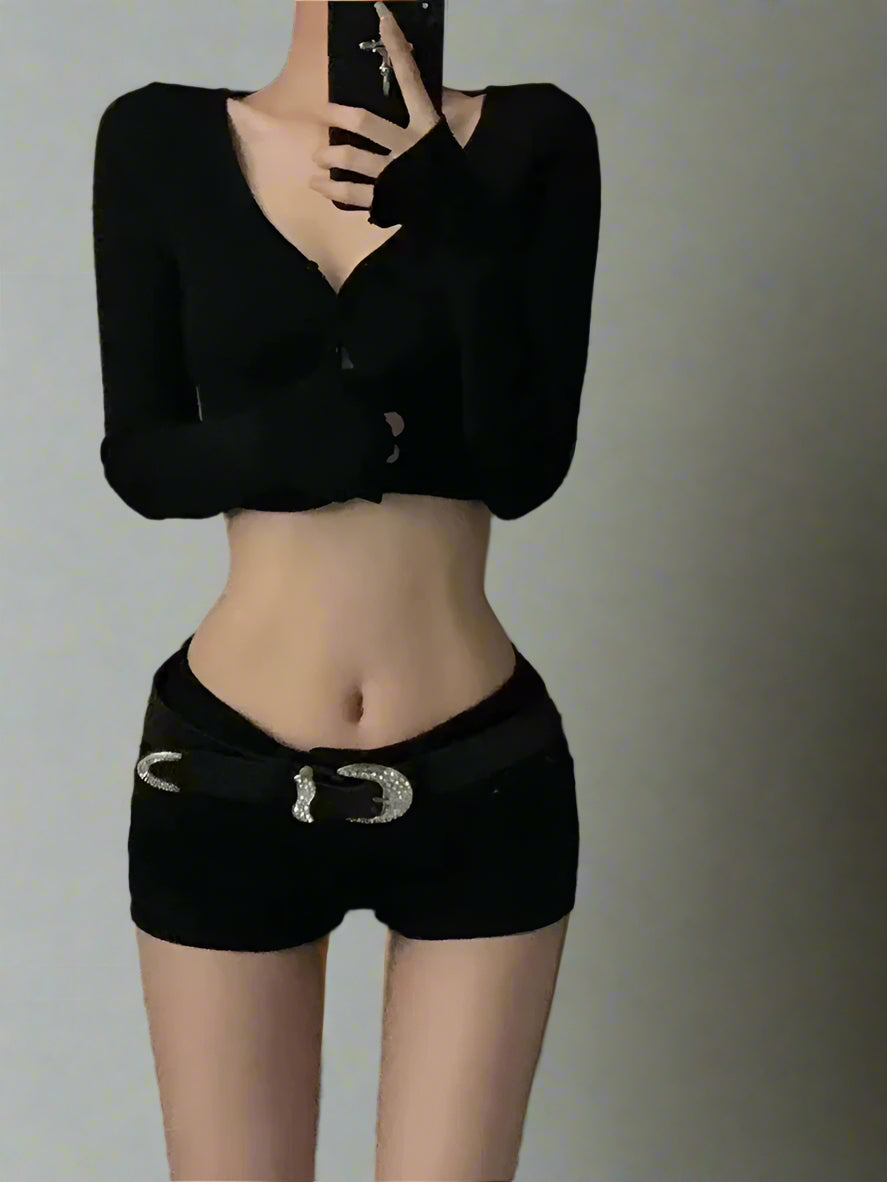 New Style Trends - Midnight Glam Belted Alt Shorts - Outfit Ideas