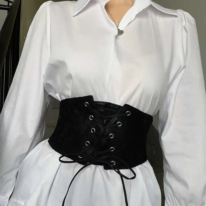 New Style Trends - Midnight Lace-Up Corset Goth Belt - Outfit Ideas