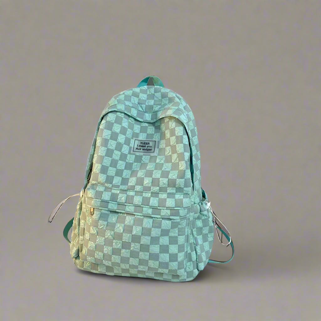 New Style Trends - Mint Checkered Edgy Street Backpack - Outfit Ideas