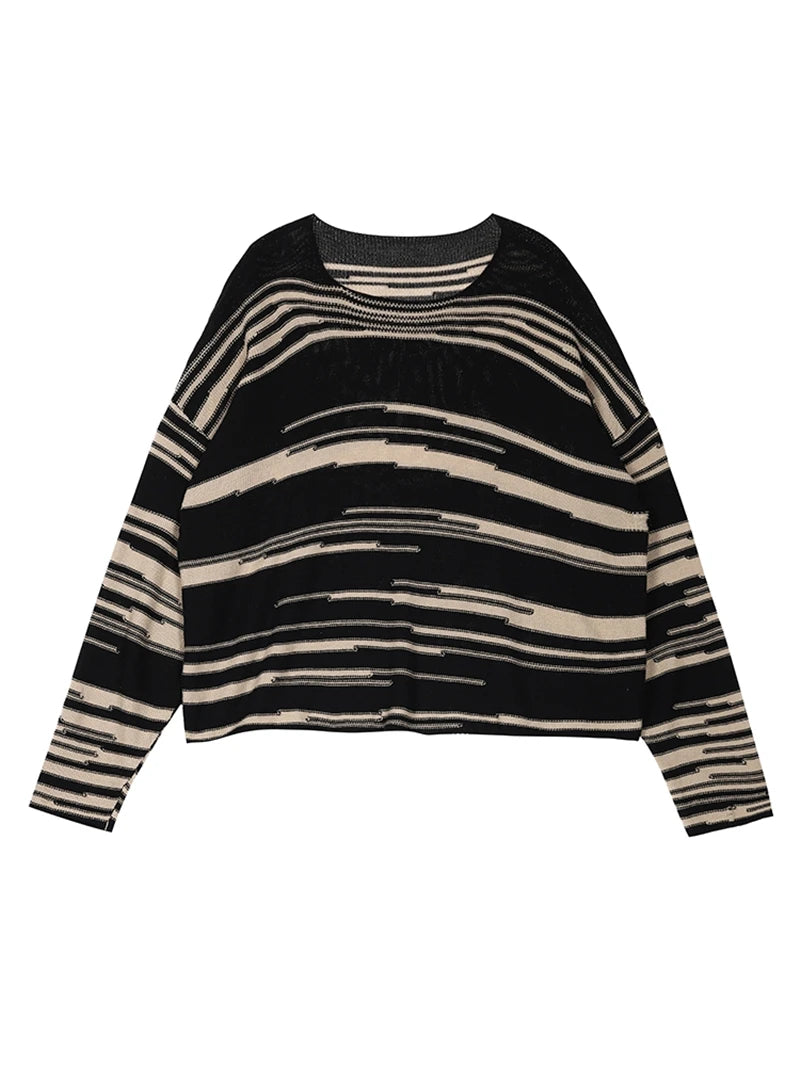 New Style Trends - Retro Striped Long Sweater - Outfit Ideas