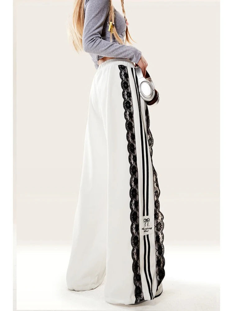 New Style Trends - Ribbon Edgy Lace Track Pants - Outfit Ideas
