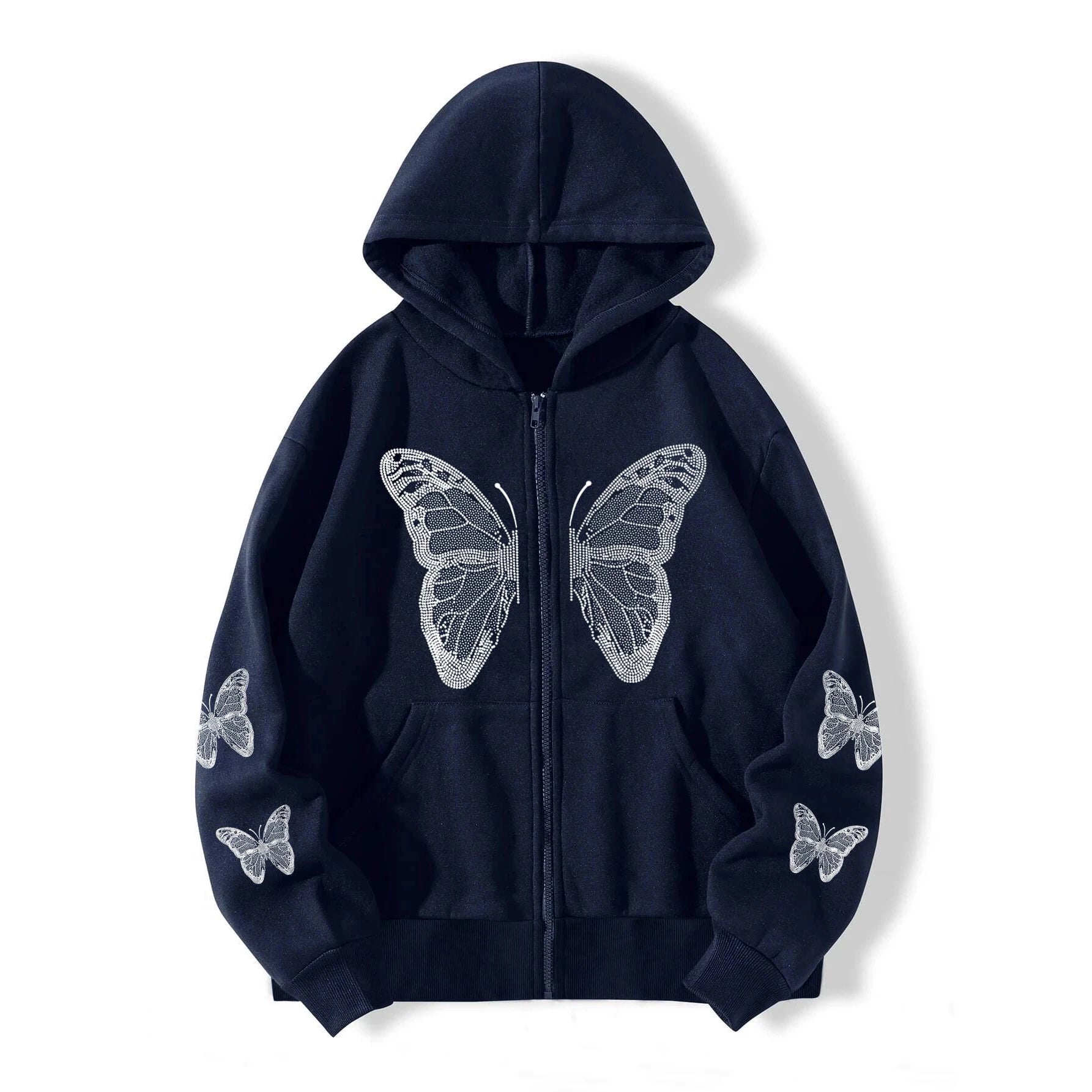New Style Trends - Shadow Flutter Butterfly Edgy Hoodie - Outfit Ideas