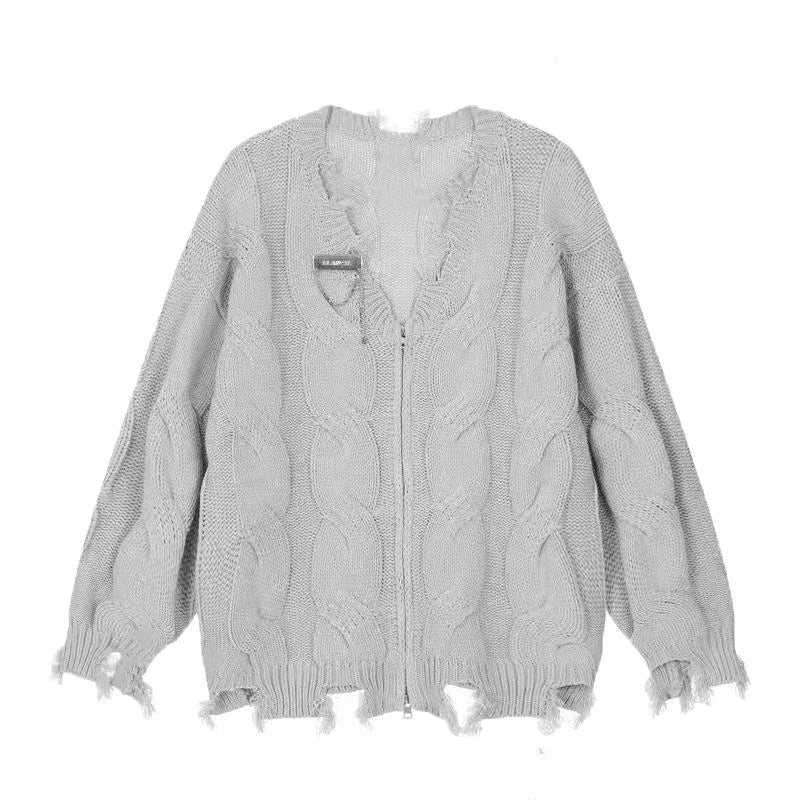 New Style Trends - Shadow Shred Edgy Zip-Up Sweater - Outfit Ideas