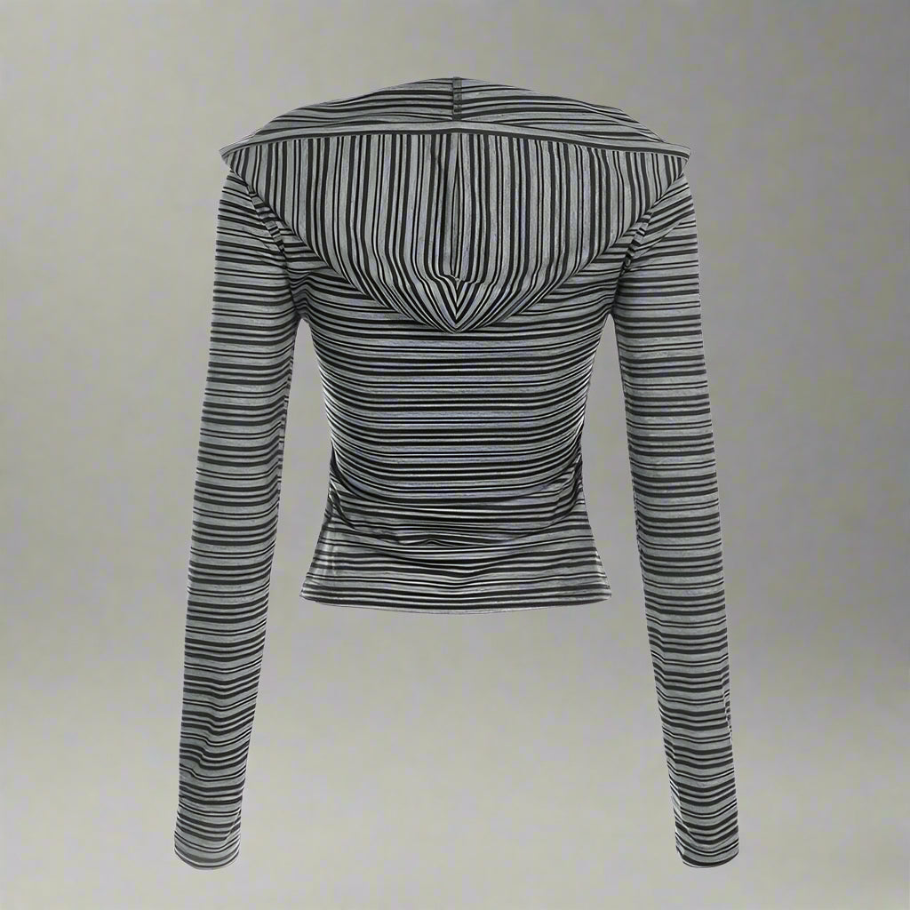 New Style Trends - Shadow Stripe Cold Shoulder Edgy Alt Top - Outfit Ideas