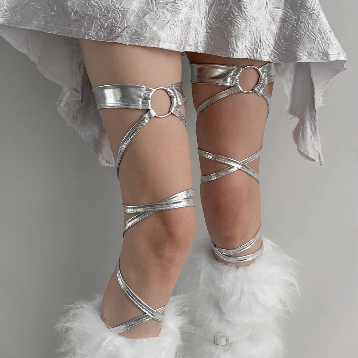 New Style Trends - Silver Orbit Strappy Edgy Leg Ring - Outfit Ideas