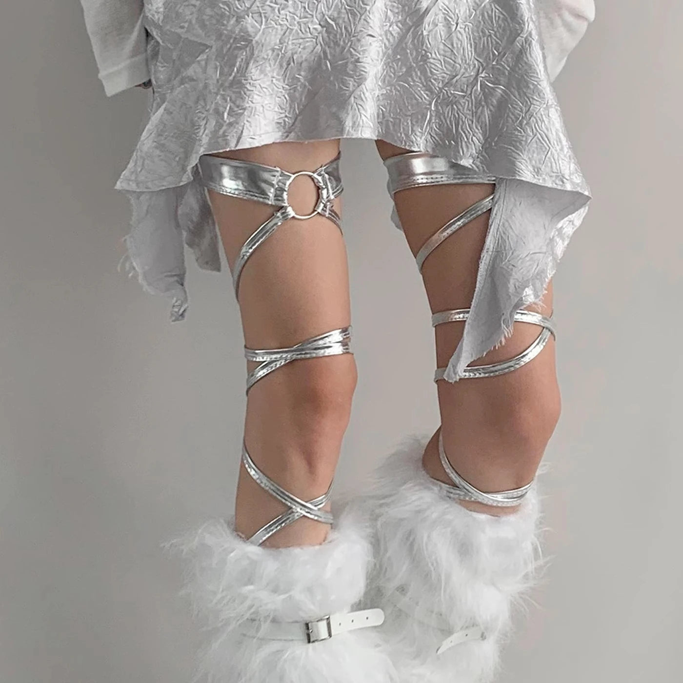 New Style Trends - Silver Orbit Strappy Edgy Leg Ring - Outfit Ideas