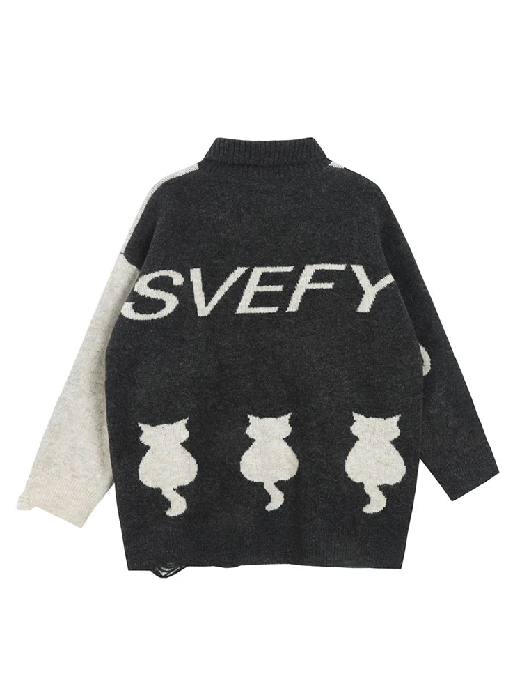 New Style Trends - Sleepy Kittens Cute Oversized Sweater - Outfit Ideas