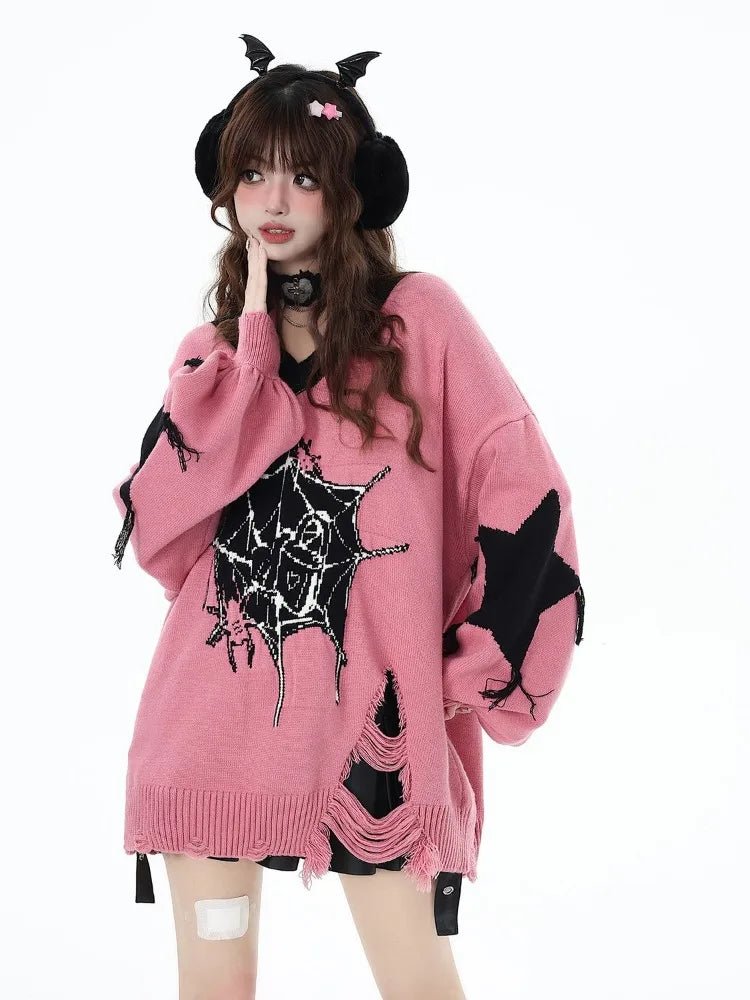 New Style Trends - Spidercore Cozy Pastel Goth Sweater - Outfit Ideas