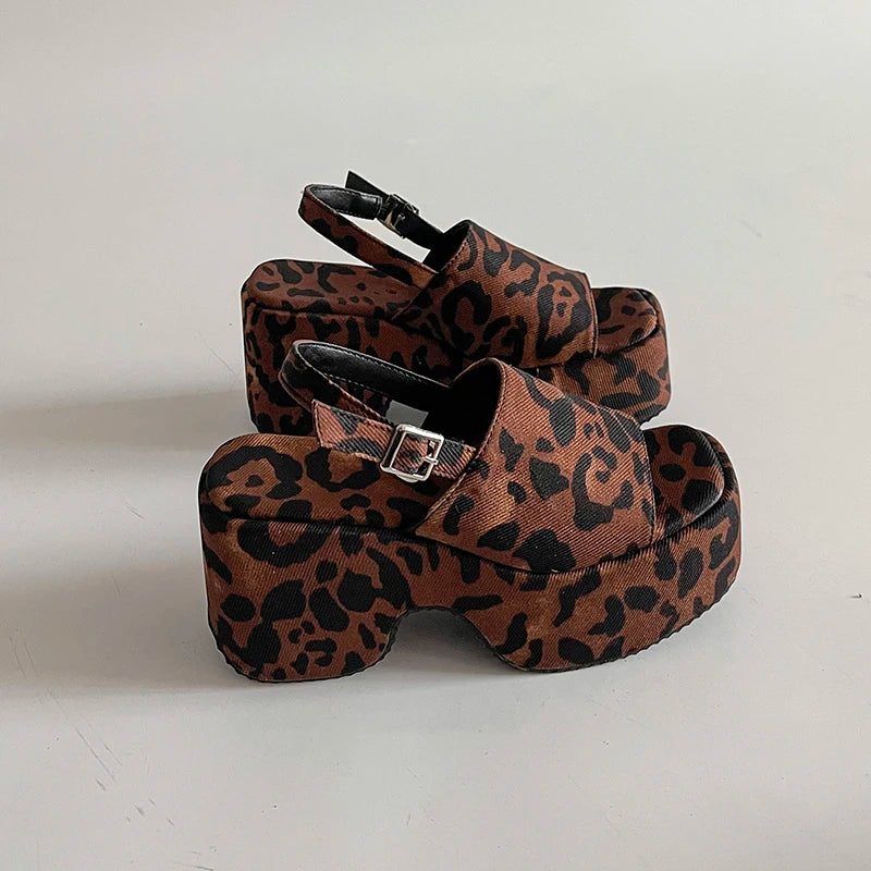 New Style Trends - Wild Prowl Leopard Chunky Aesthetic Sandals - Outfit Ideas