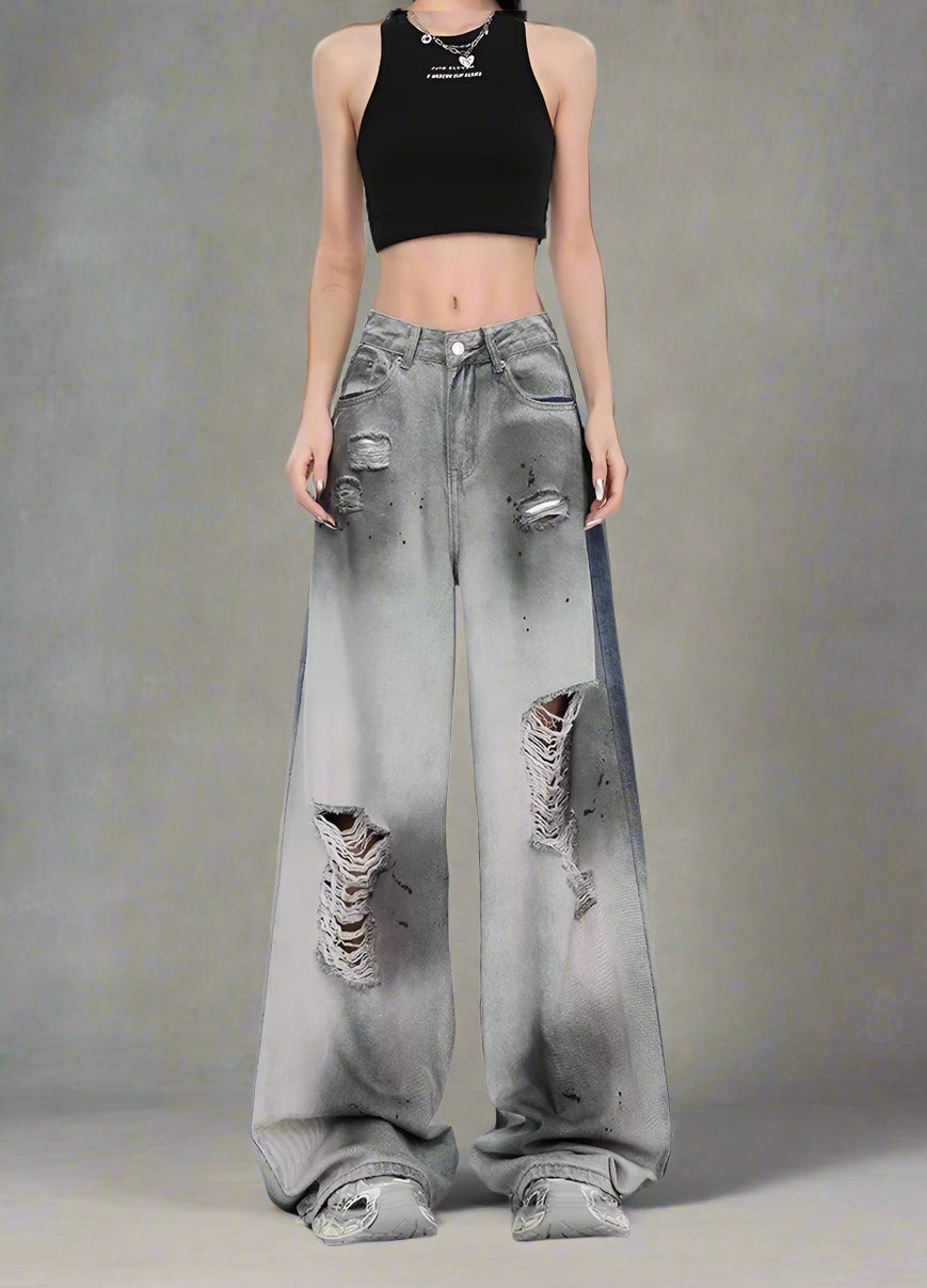 New Style Trends - Y2k Ashen Ruin Distressed Jeans - Outfit Ideas