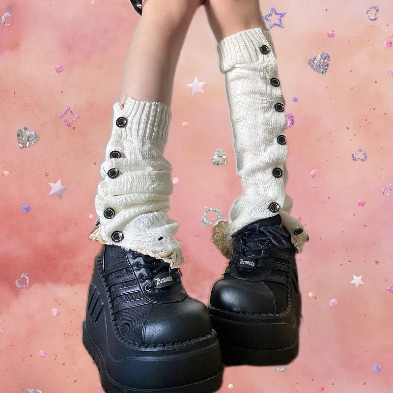 New Style Trends - Y2k Button-Up Lace Leg Warmers - Outfit Ideas New Style Trends - Y2k Button-Up Lace Leg Warmers - Outfit Ideas