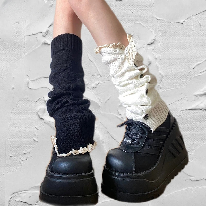 New Style Trends - Y2k Button-Up Lace Leg Warmers - Outfit Ideas